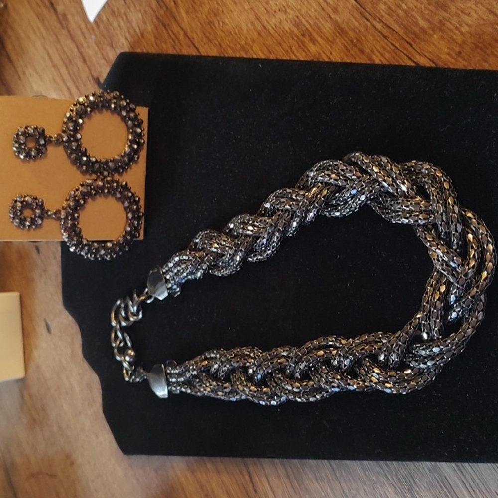 Gun Metal Black Necklace and Earring Set